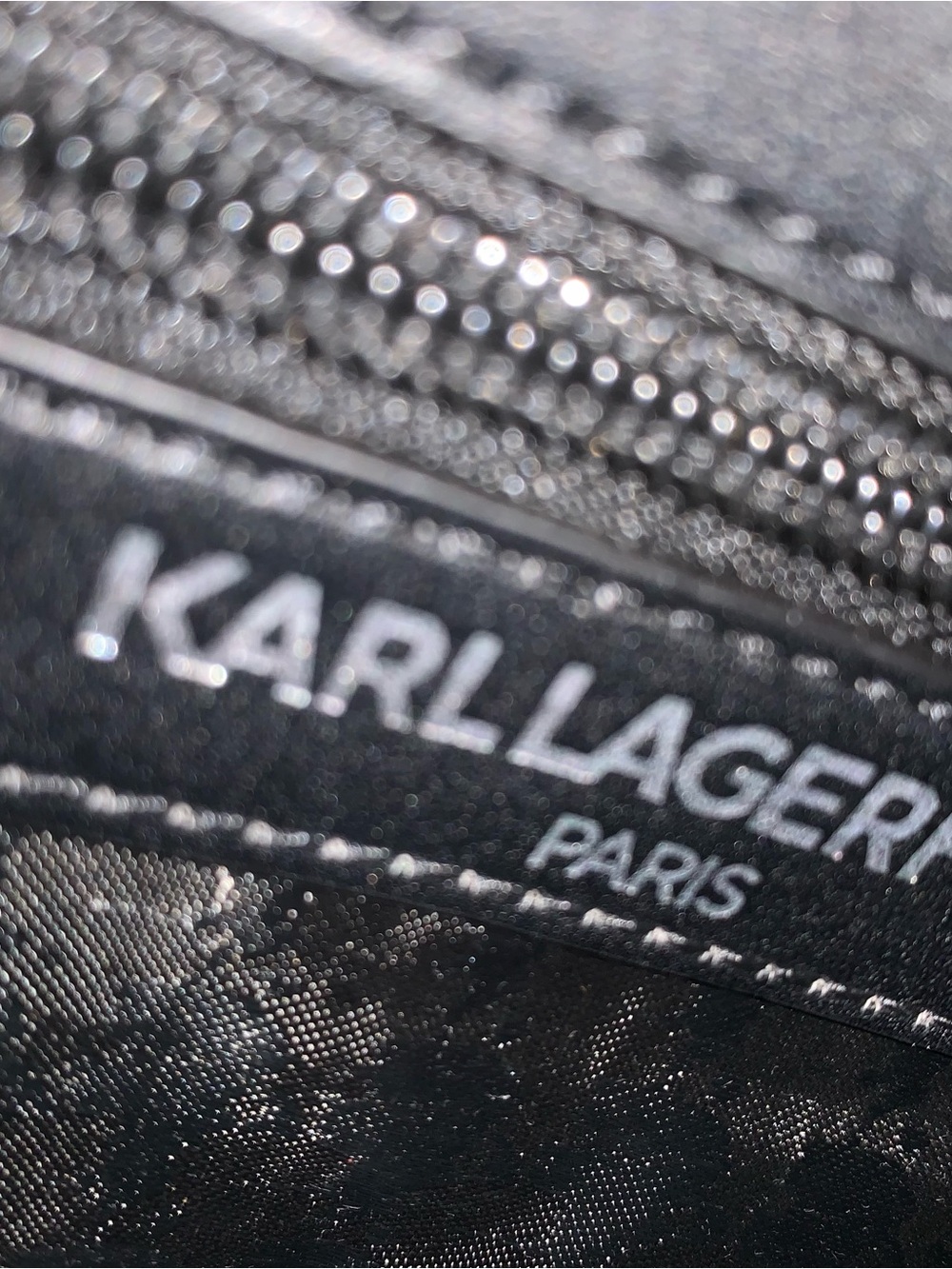 Karl Lagerfeld Black Quilted Chevron Tote with Chain Straps - Picture 14 of 16